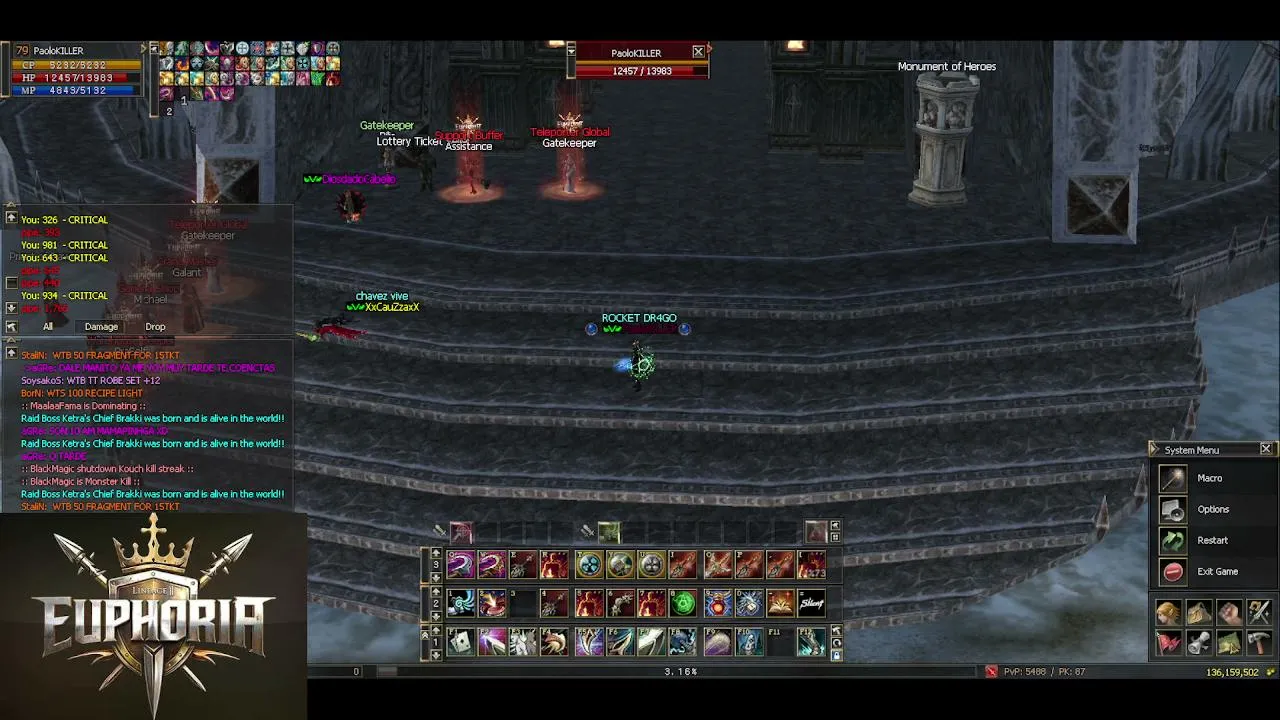 L2 EUPHORIA - PVP / BOSS / FARM  PICANTE!
@L2EUPHORIA