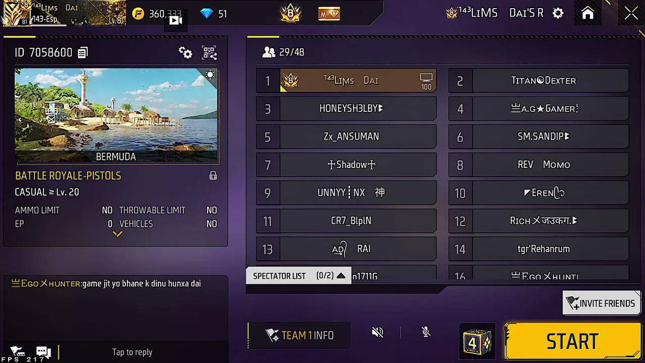 ¹⁴³Lɪϻs ㅤDᴀɪ Is Live | Custom Room Fun + Squad Team code Gameplay Live
