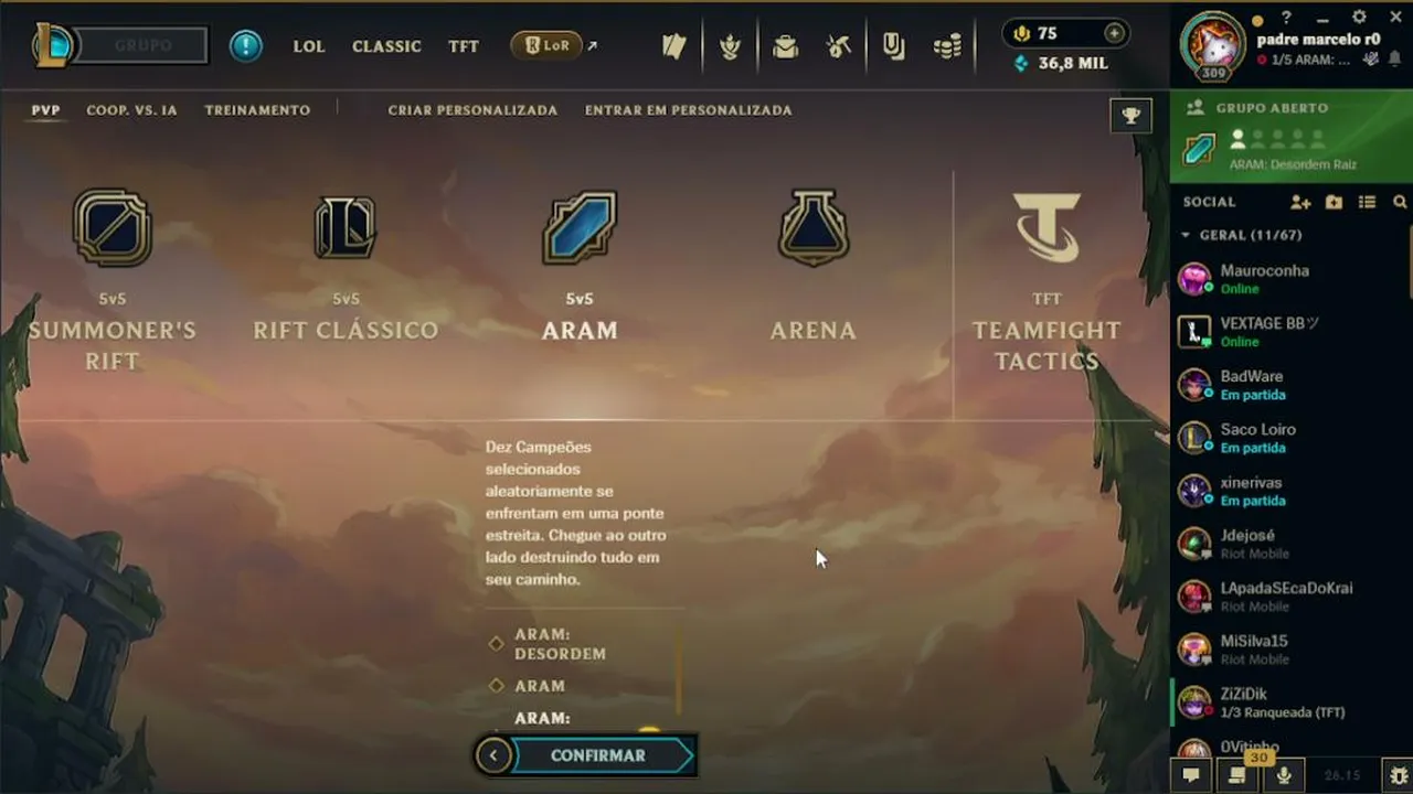 Jogando um TFT até atualizar o lol classico
