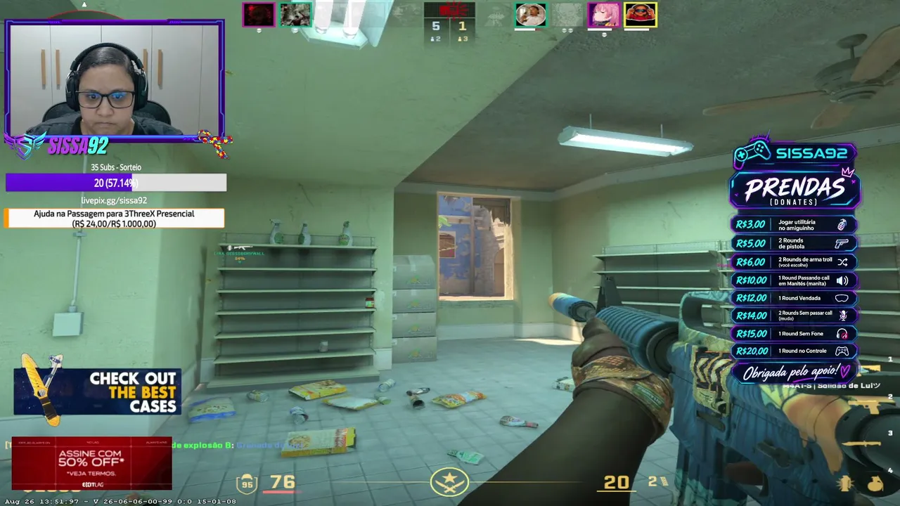QUINTOUU NA FRIACA :p :p 0/10 SUBS !PIX !CSGOSKINS !LOJA !EXITLAG !VOXELAR (+18)