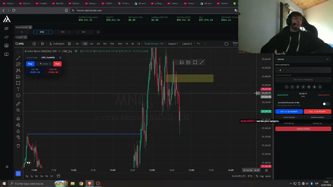Hoy me opero el brazo - LIVE TRADING NQ