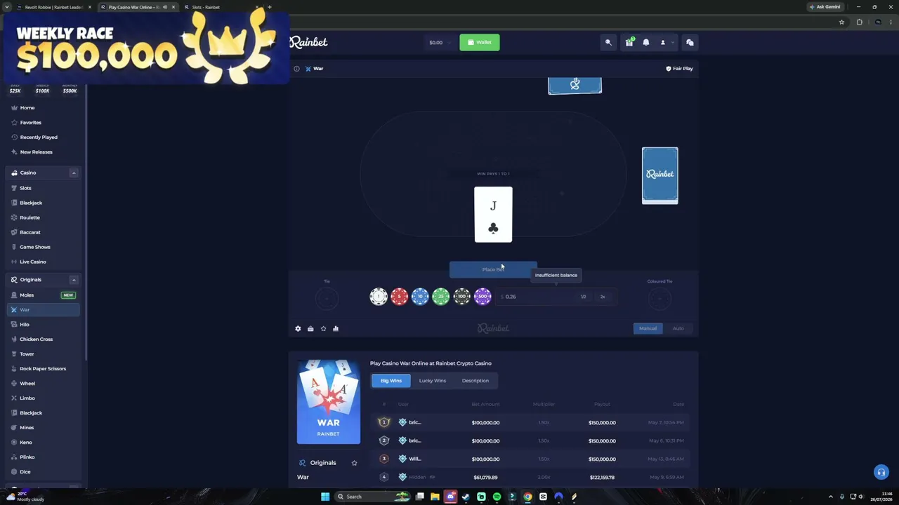 COOKING 500 FREE TODAY !LEADERBOARD !RAINBET