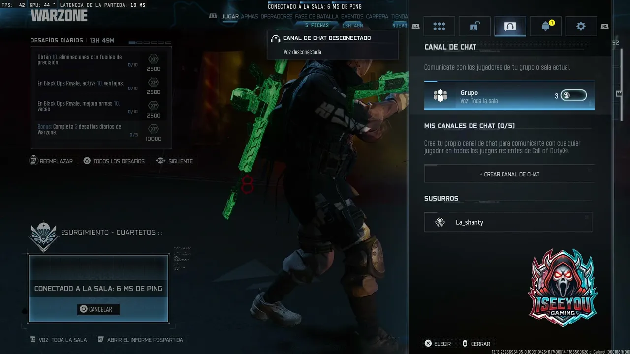 Iseeyou Gaming está Jugando Warzone Ven a saludar.