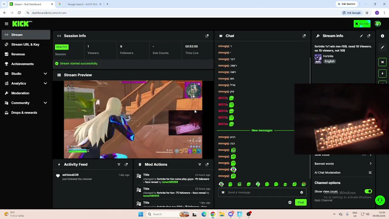 fortnite 1v1 win me=10$. need 10 Viewers. no 10 viewers, not 10$