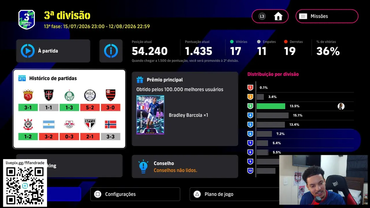 BUSCANDO A 2° DIVISÃO NA NOVA TEMPORADA DO EFOOTBALL! !pix