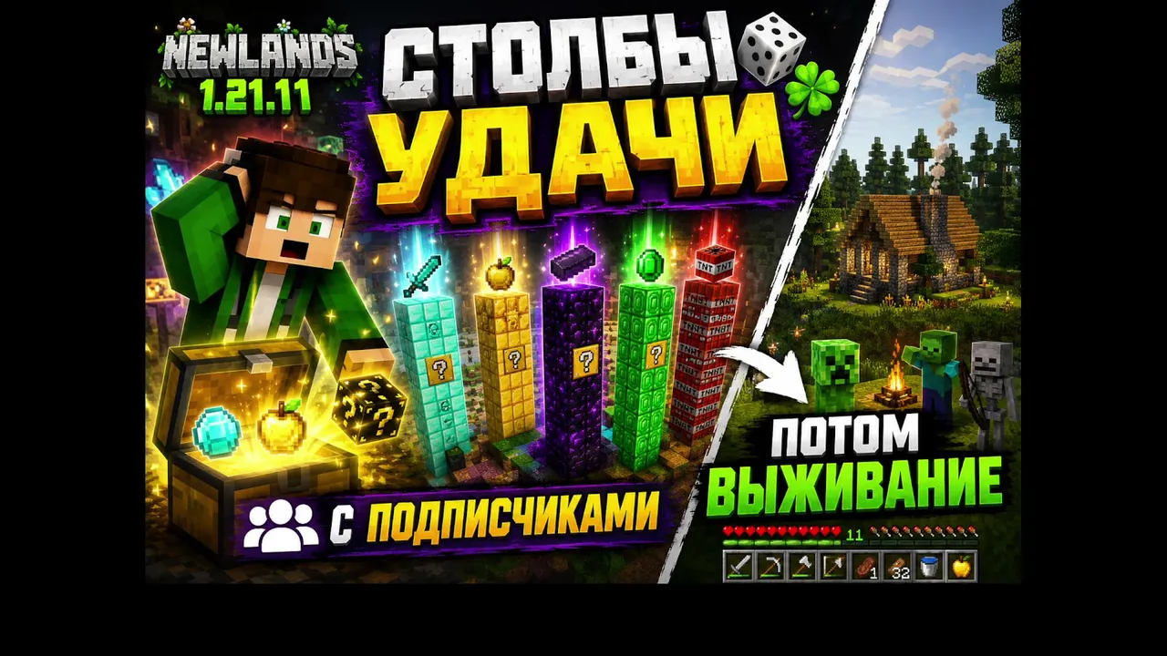 🔥 Столбы Удачи с Подписчиками | 🎲 NewLands 1.21.11 потом Выживание.