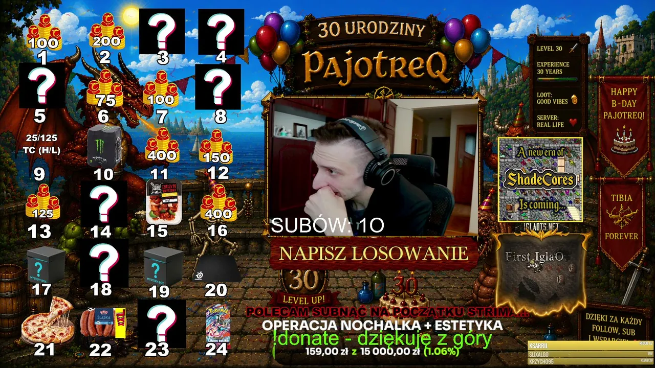 3 DNI BALOWANIA 3O URODZINY ROZDAJĘ TYSIĄCE TC I PLN !DONATE !DONATE !DONATE !IGŁA