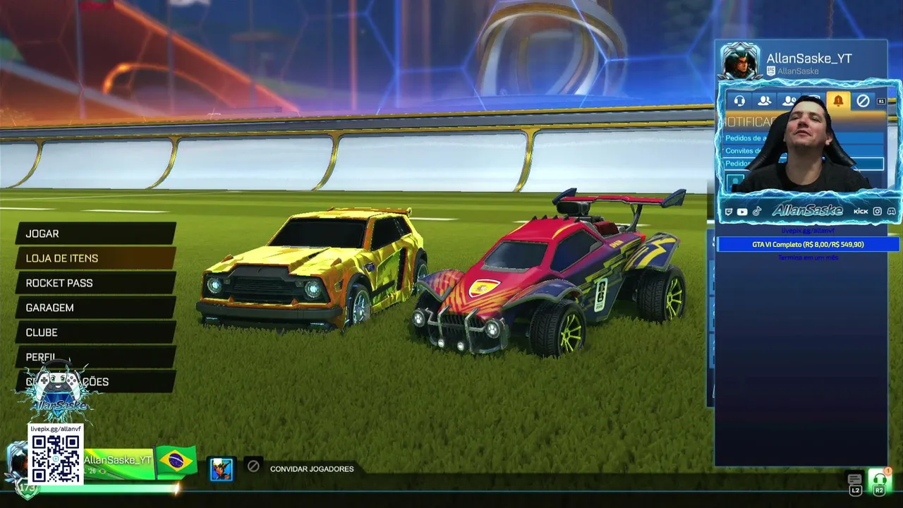 Rocket League. Um pouco de Play. Vem Torcer e ConfeRIR 😁✌