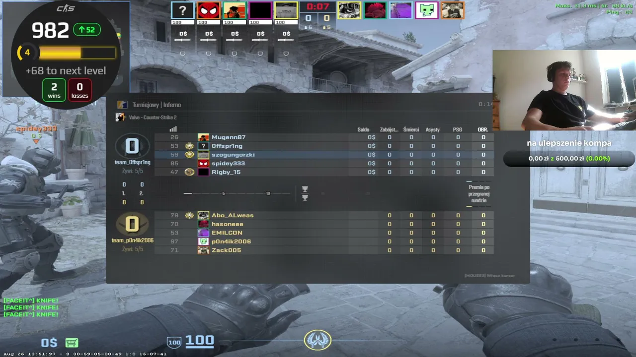 🎥 | FACEIT grind powoli DO 10 lvl | ZAPRASZAM!