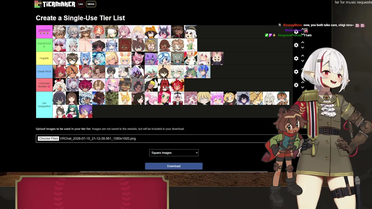 [Vtuber] funni and cute tier list!