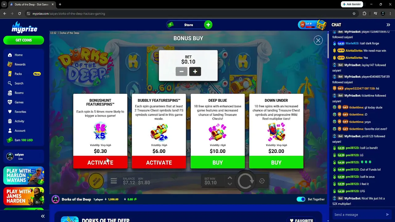 MYPRIZE CASINO 500 SC GIVEAWAY | Sign up w/CODE: SAIYAN for $5 SC | !myprize