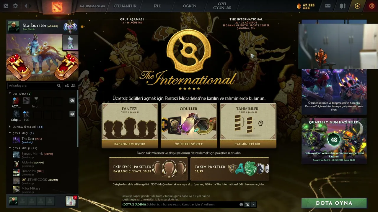 Dünyaca ünlü O.S nin araştırmalarına göre Dota oynamak erkeklerin .................