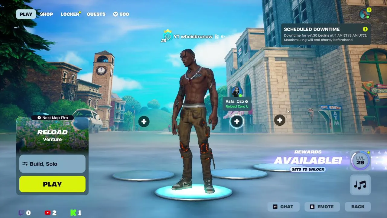 Travis Scott no Fortnite Reload
