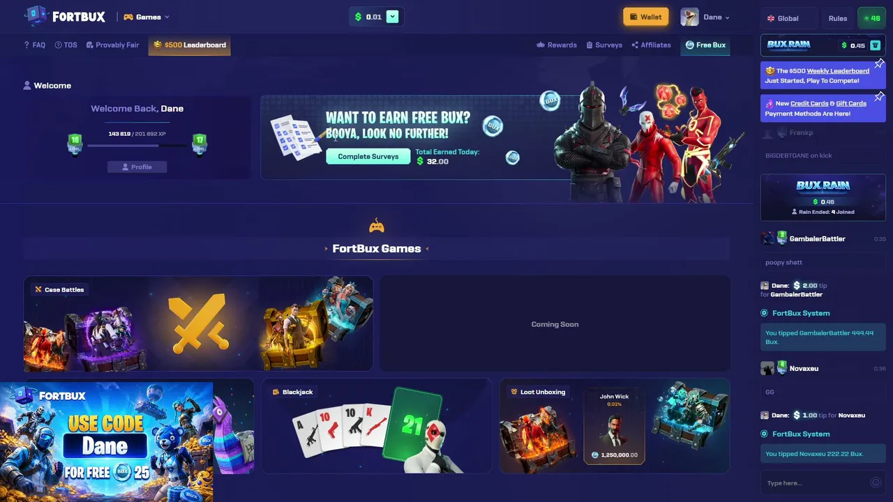 PRINTING ON CASEBET AND FORTBUX USE CODE DANE
