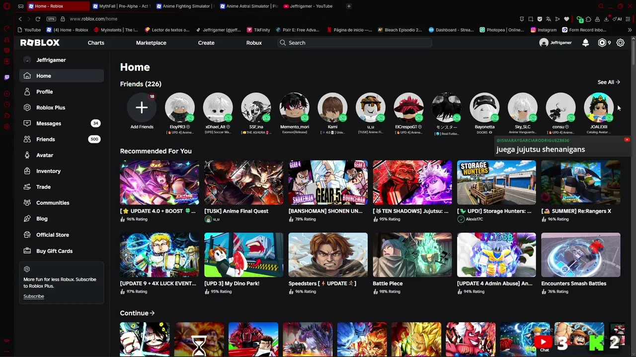 HABLANDO SOBRE LOS JUEGOS DE ANIME EN ROBLOX DIRECTO