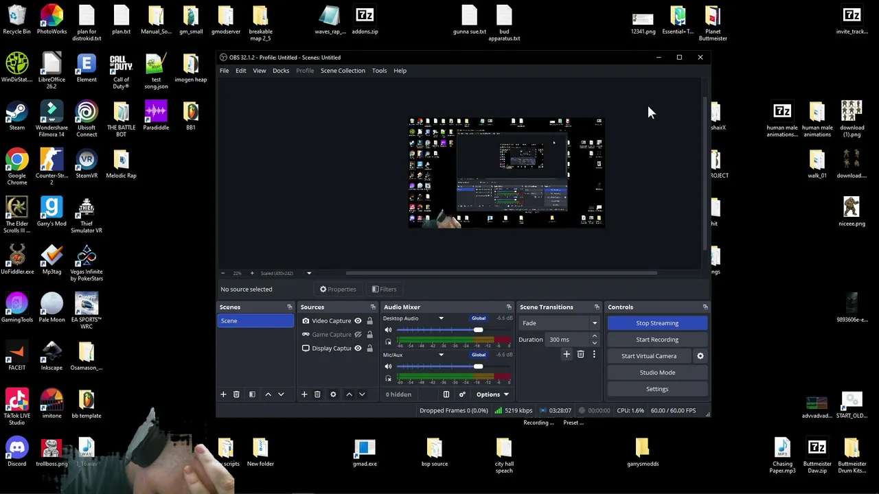 Freaking around with music or siege.