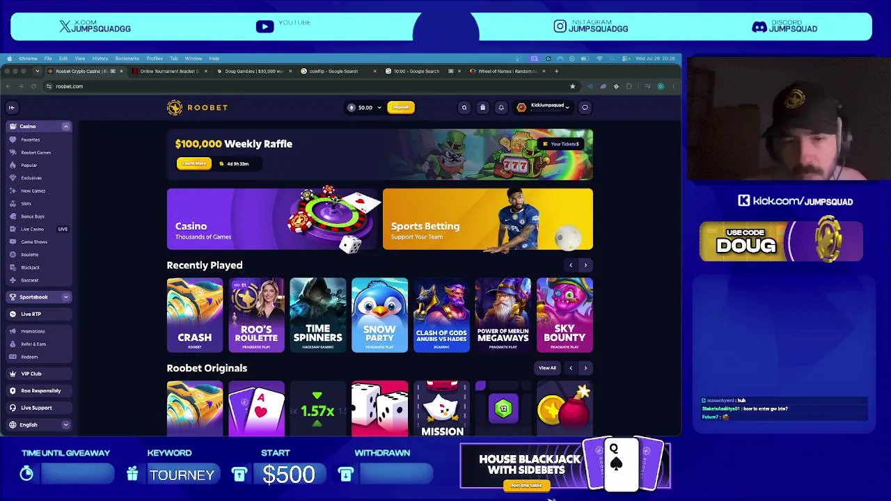 $500 START - JOIN UP - MUST CASHOUT! | $25,000 WEEKLY LEADERBOARD| BEST REWARDS IN THE SCENE | USE CODE DOUG ON ROOBET | !roobet