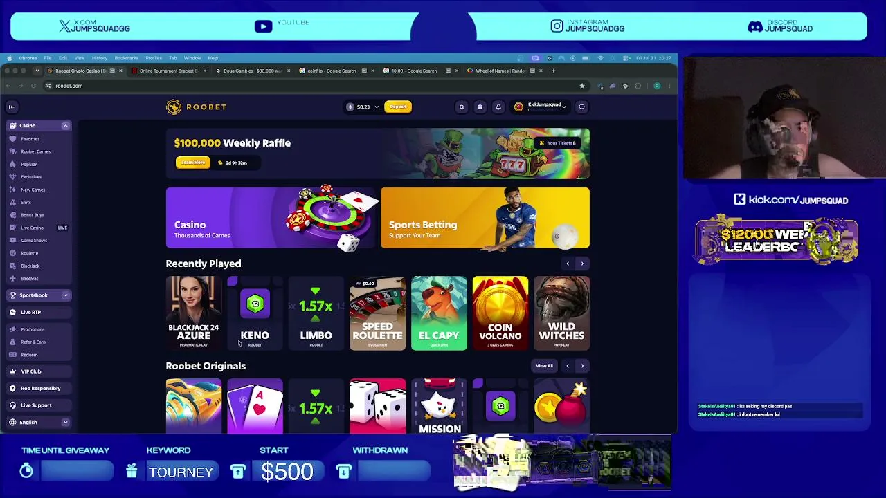 $500 START - JOIN UP - MUST CASHOUT! | $25,000 WEEKLY LEADERBOARD| BEST REWARDS IN THE SCENE | USE CODE DOUG ON ROOBET | !roobet