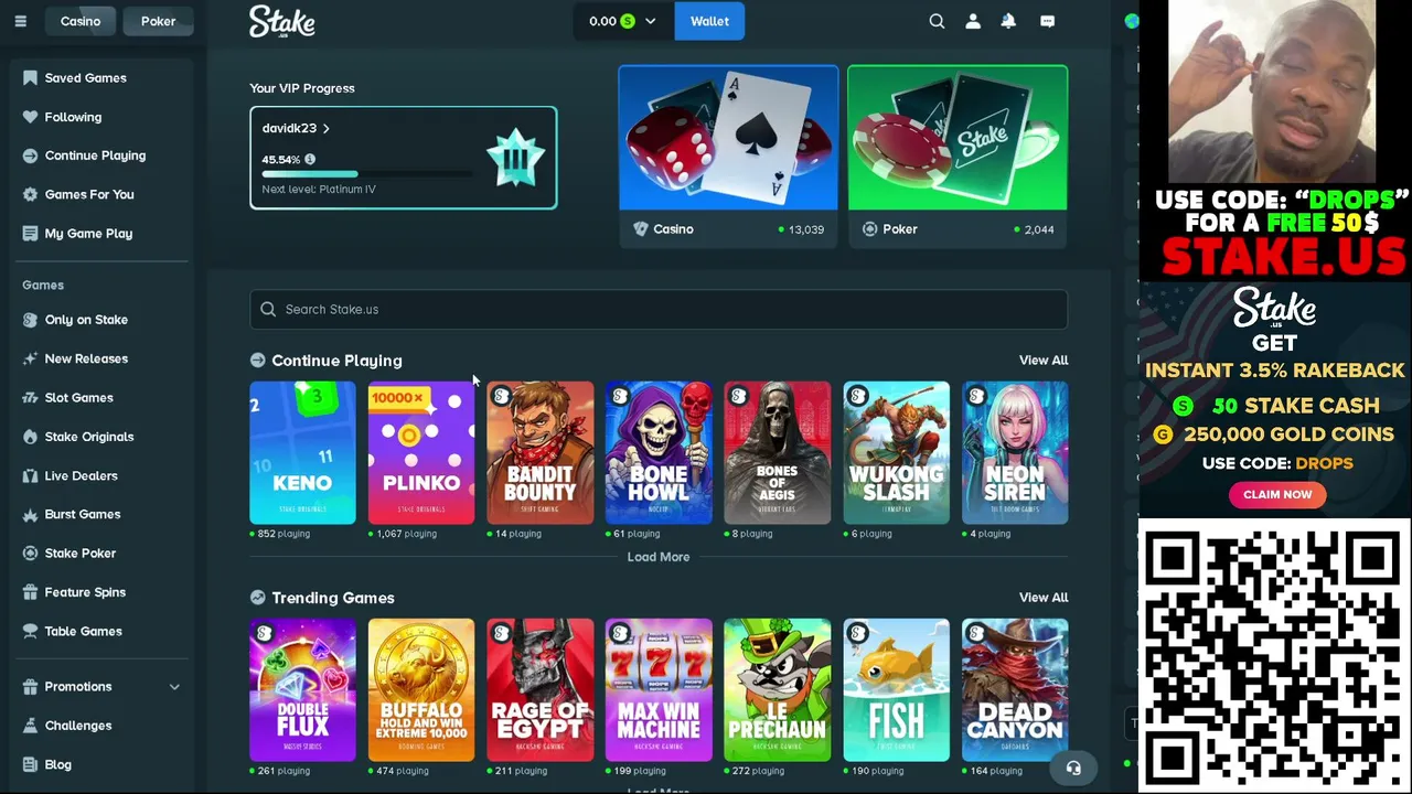1000 RAW balance, 5000 MONTHLY GIVEAWAY. Free 50$ Using code DROPS on STAKE.US