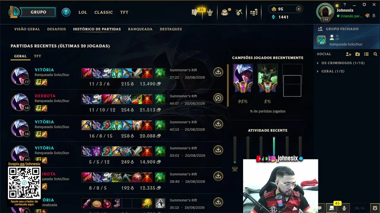 League of Legends - pratinha  -  !discord !pix