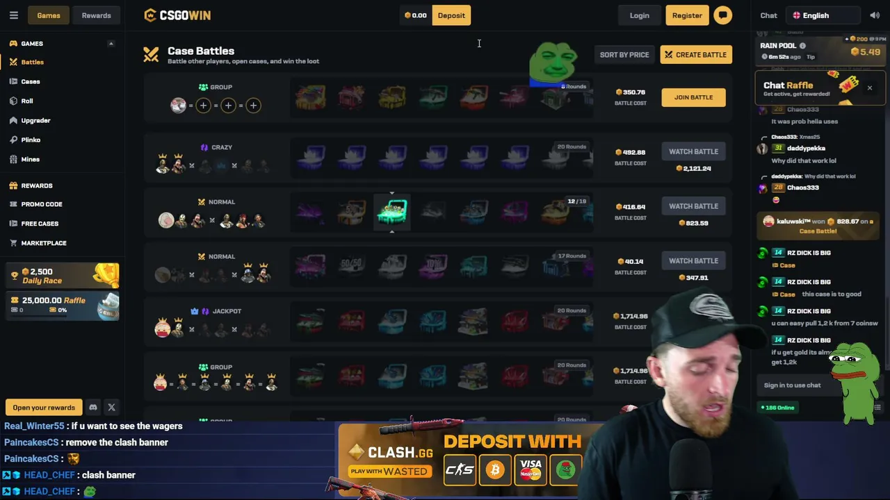 WASTED - Live on Rain.gg & Clash.gg | Viewer cooks, tips & Promo codes | !rain !clash !lb !discord