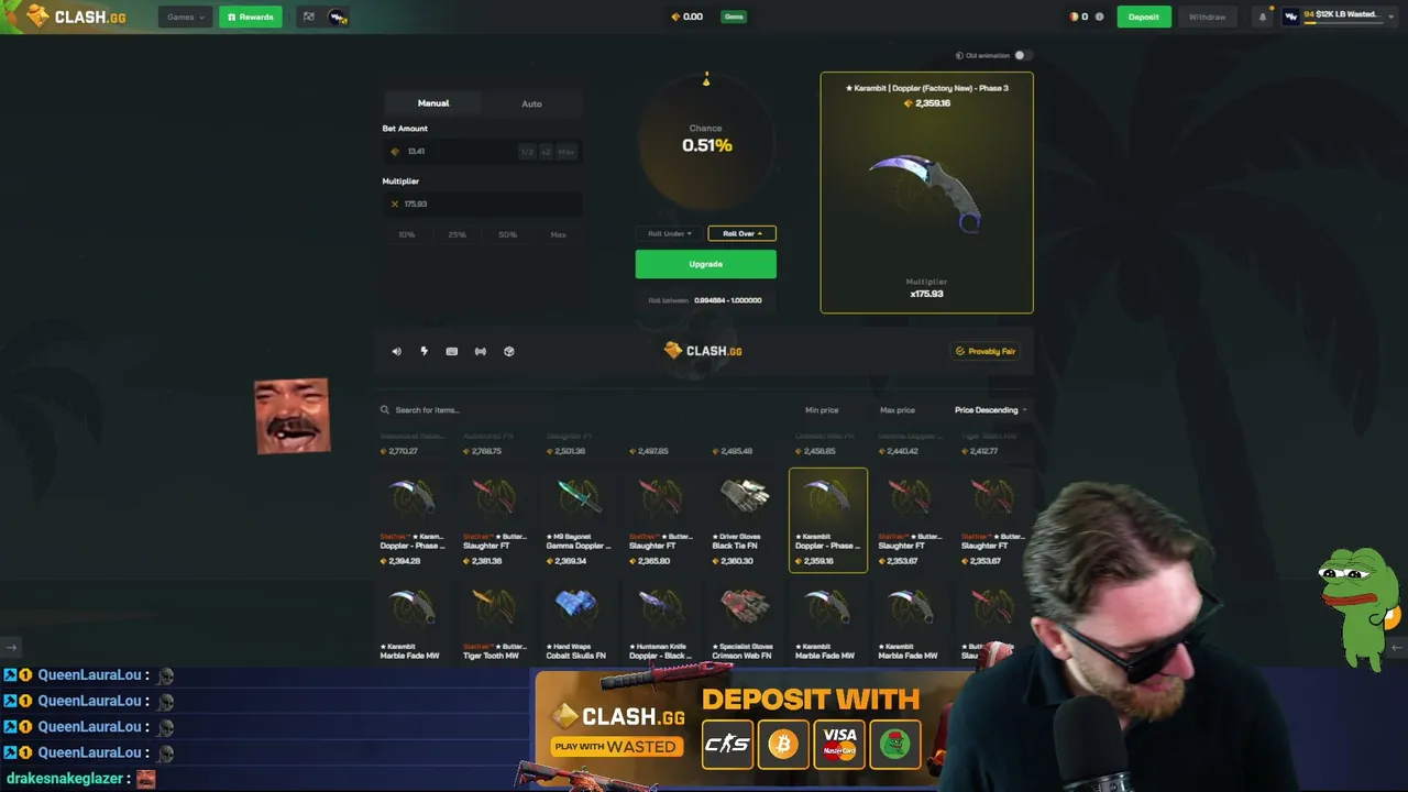 WASTED - Live on Rain.gg & Clash.gg | Viewer cooks, tips & Promo codes | !rain !clash !lb !discord