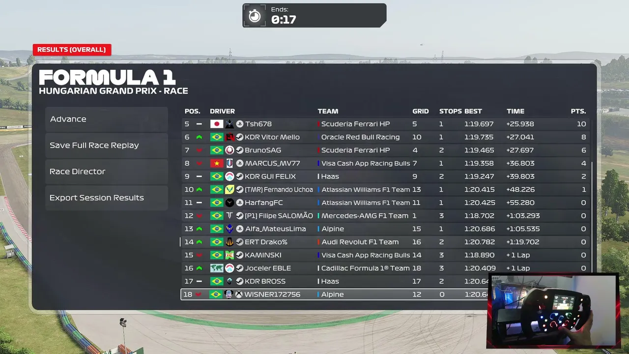 F1 26 -  HUNGRIA - ETAPA 5 - STOP AND GO F1 - DESEMP REAL - DRAKO%