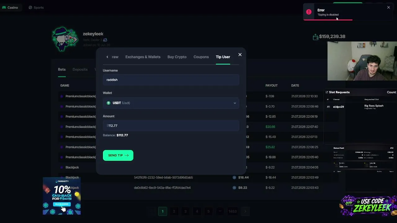 !degencity 🎰 High Limit Bonus Hunt 10% of cashout to the chat💵