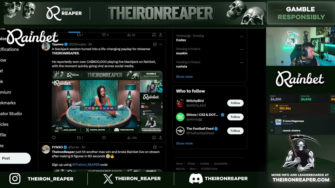 Daily Giveaways! 6K LB!  REAP The MF Day! @Rainbet  Grab a drink and join.