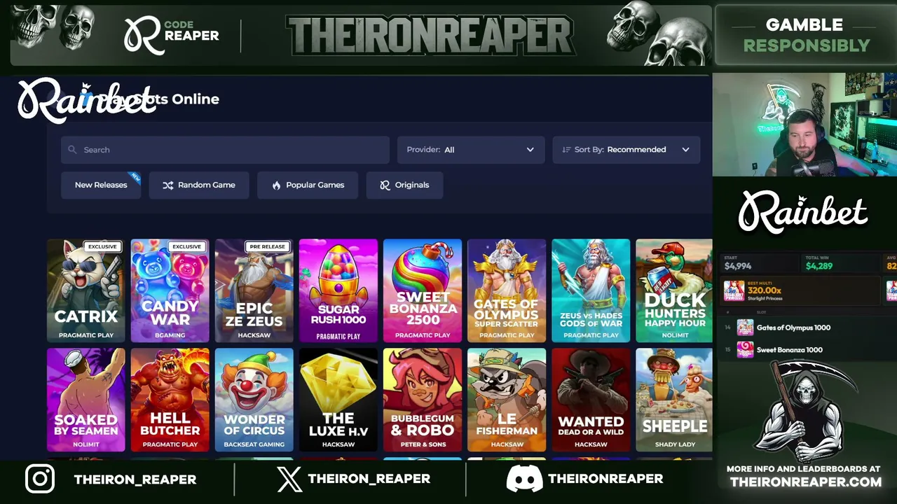 Daily Giveaways! 6K LB!  REAP The MF Day! @Rainbet  Grab a drink and join.