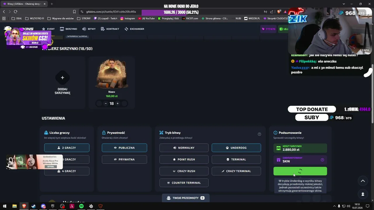 MEGA MOCNY strim 😋| 2 KOSY DLA WIDZÓW !DC #SZAJBA2026 !czapa !konkurs !g4 !wk !steel !swapx !gainfps