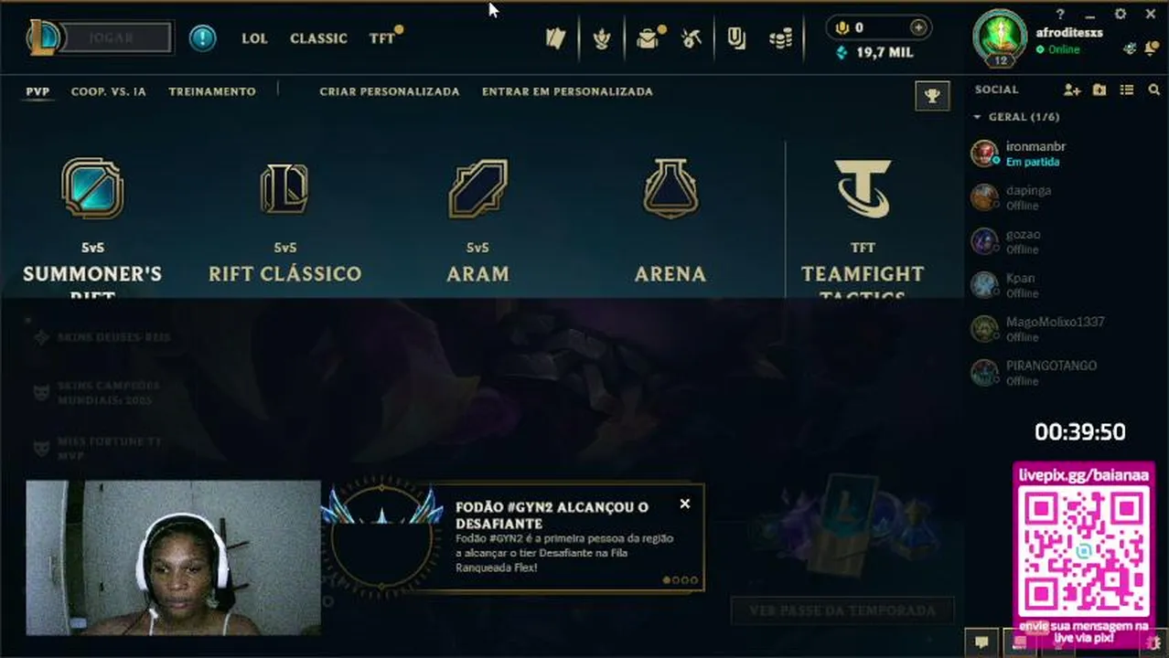 LoL AO VIVO | Bora jogar e bater papo! | !pix