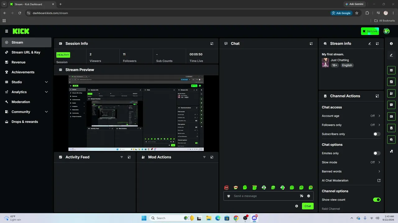 My first stream.