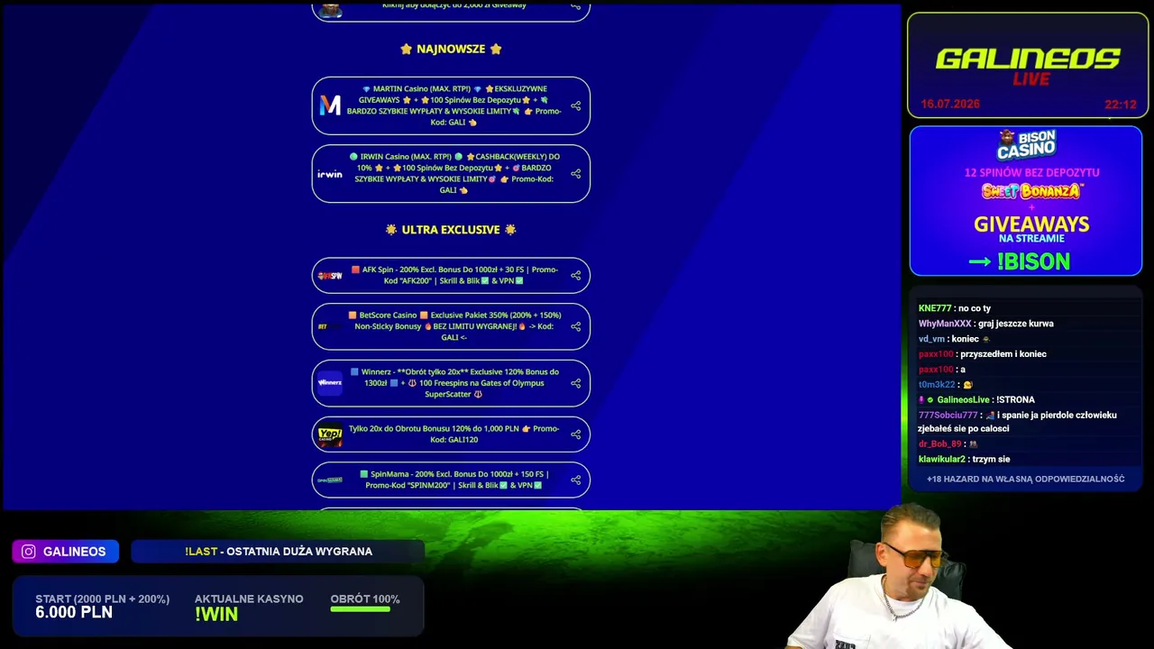 🟢OTWIERAMY🟢 40k BONUS HUNT + 🎁*TERAZ* BIG GIVEAWAY 2,000 PLN NA !BISON🎁 MOCNE EXCLUSIVE BONUSY: ++ www.GALINEOS.com ++