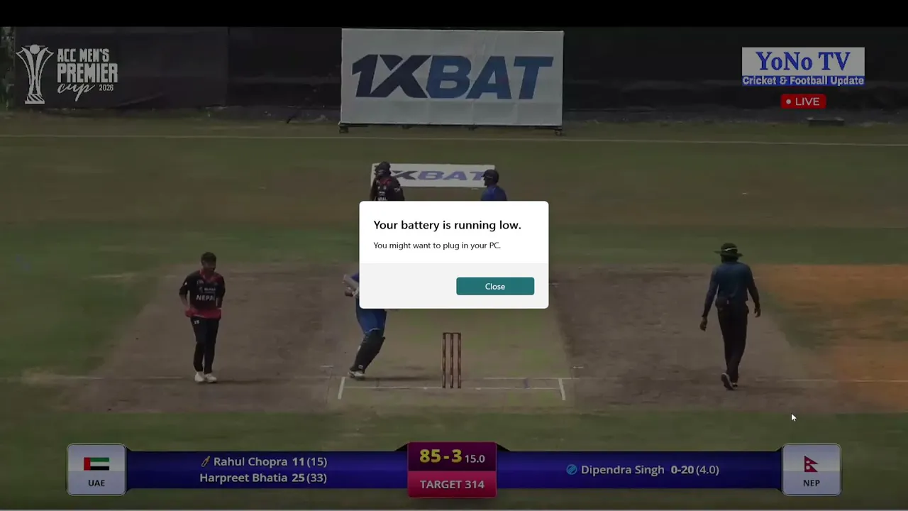 cricket live Nepal vs Uae 2nd inning