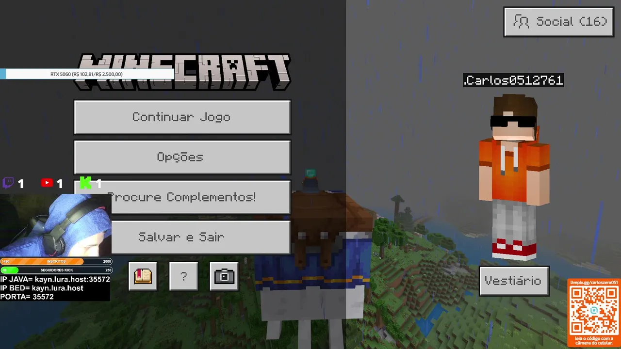 MINECRAFT AO VIVO! COM OS SEGUIDORES...