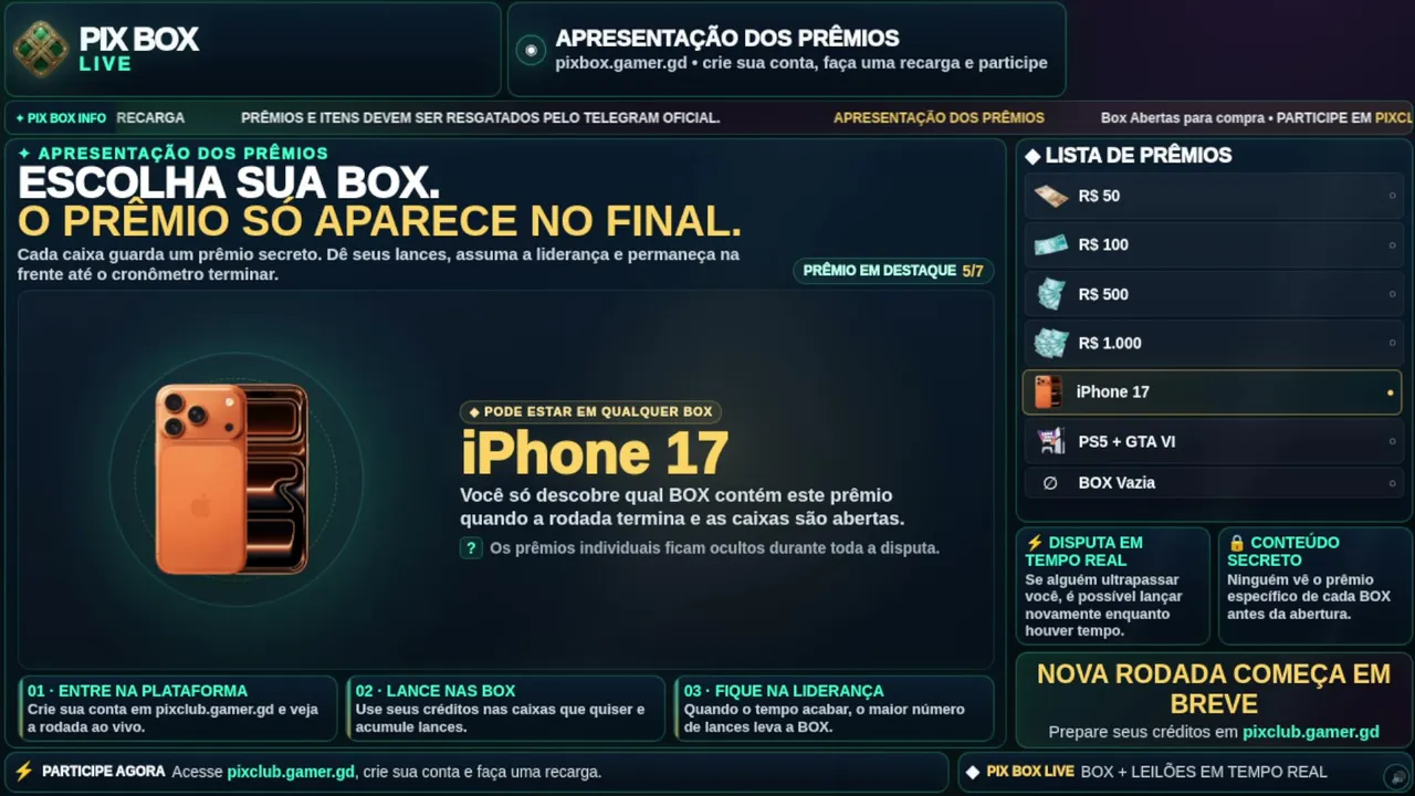 PIX BOX Live - 9 Box & Leilões