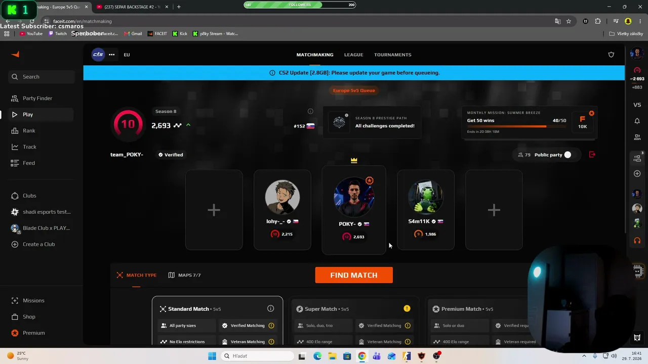 😈FACEIT  3K ELO DEMON😈  // BLERPS ON!   //  10 SUBS 24H STREAM