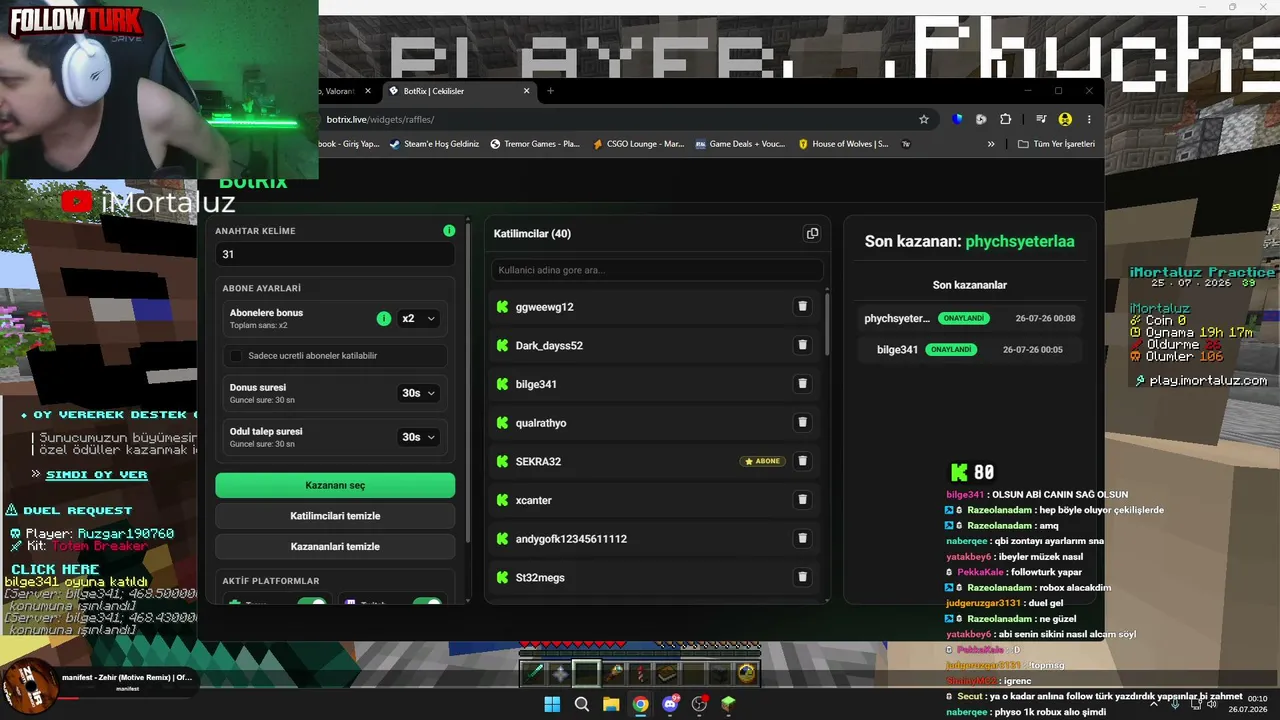 Chat ile MiniGames!!! 
!dc !ip