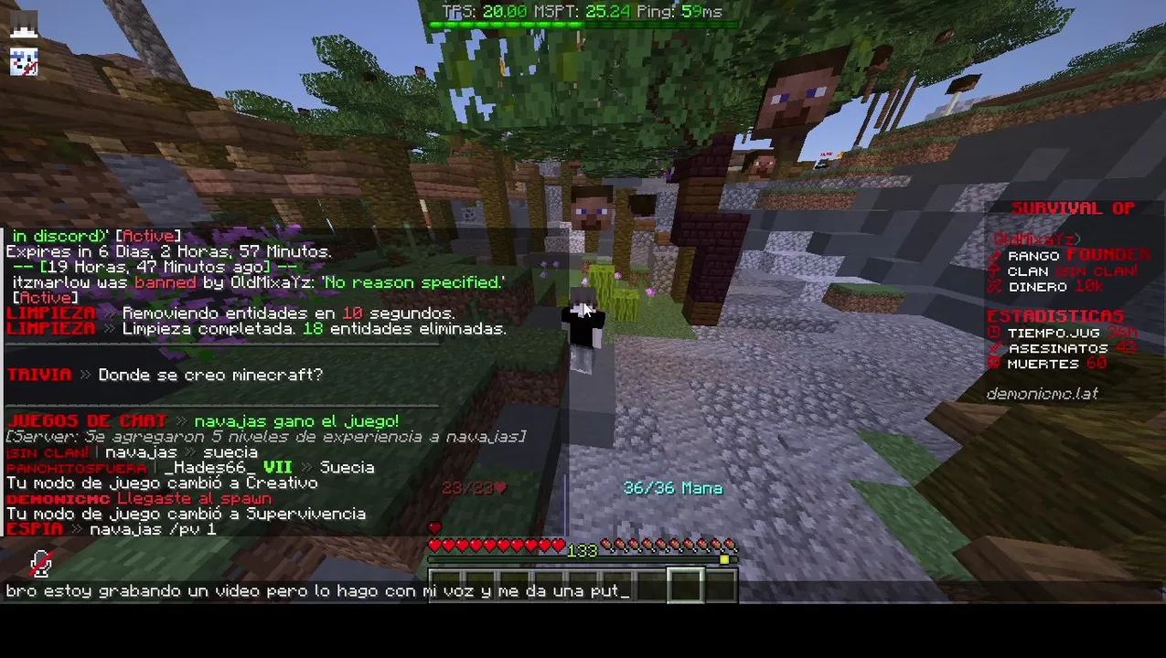 Jugando mi server DemonicMC.lat