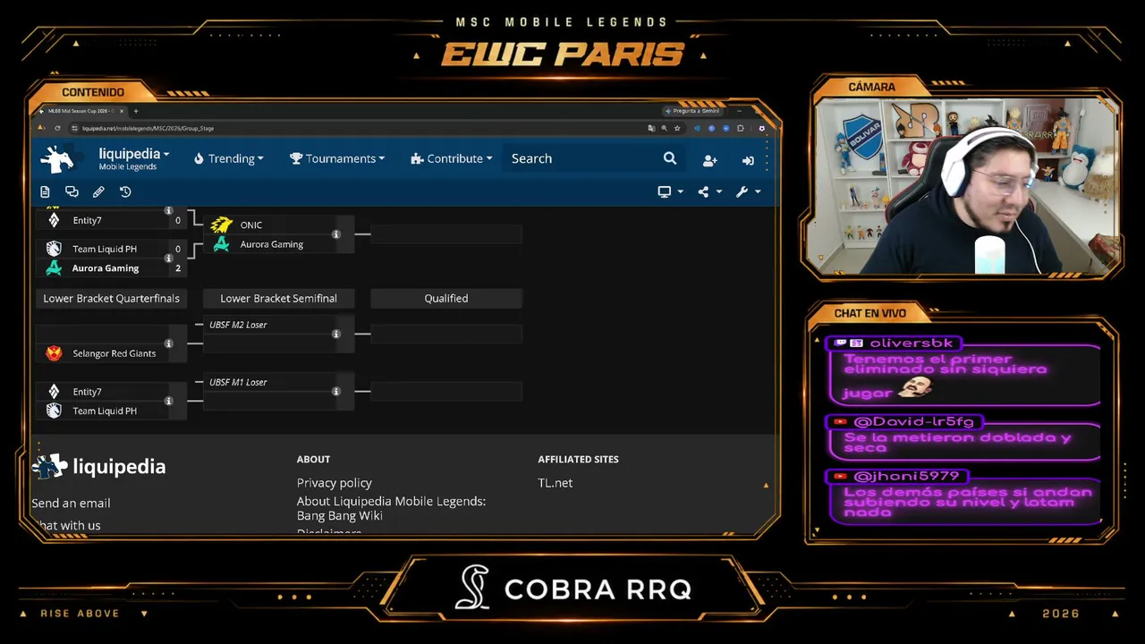 EWC 2026 – MLBB MSC – Fase de Grupos Día 1 EN VIVO con Cobra