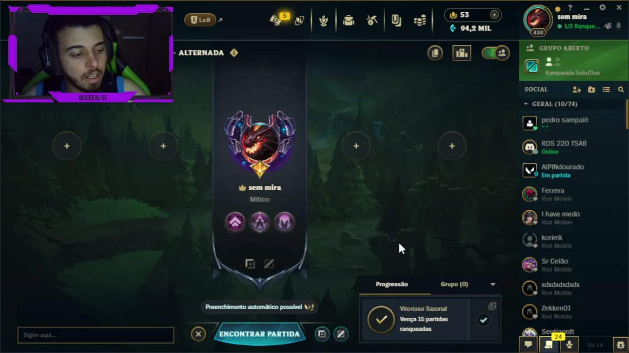 🎮 League of Legends LIVE! Vem acompanhar partidas, jogadas insanas, risadas e tentar subir de elo comigo!