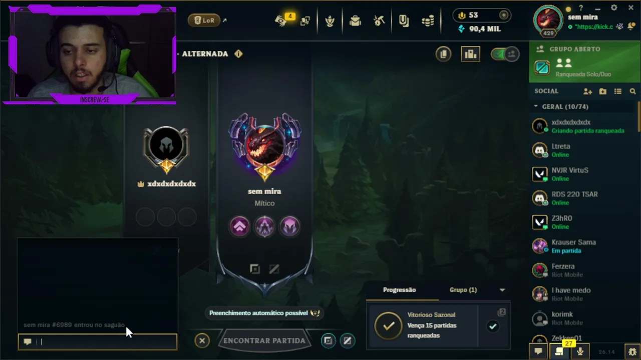 🔥 AO VIVO AGORA! 🔥
Vem acompanhar muito LoL, jogadas insanas, risadas e aquela gameplay de respeito! 🎮⚔️
Cola na live e fortalece! 💜