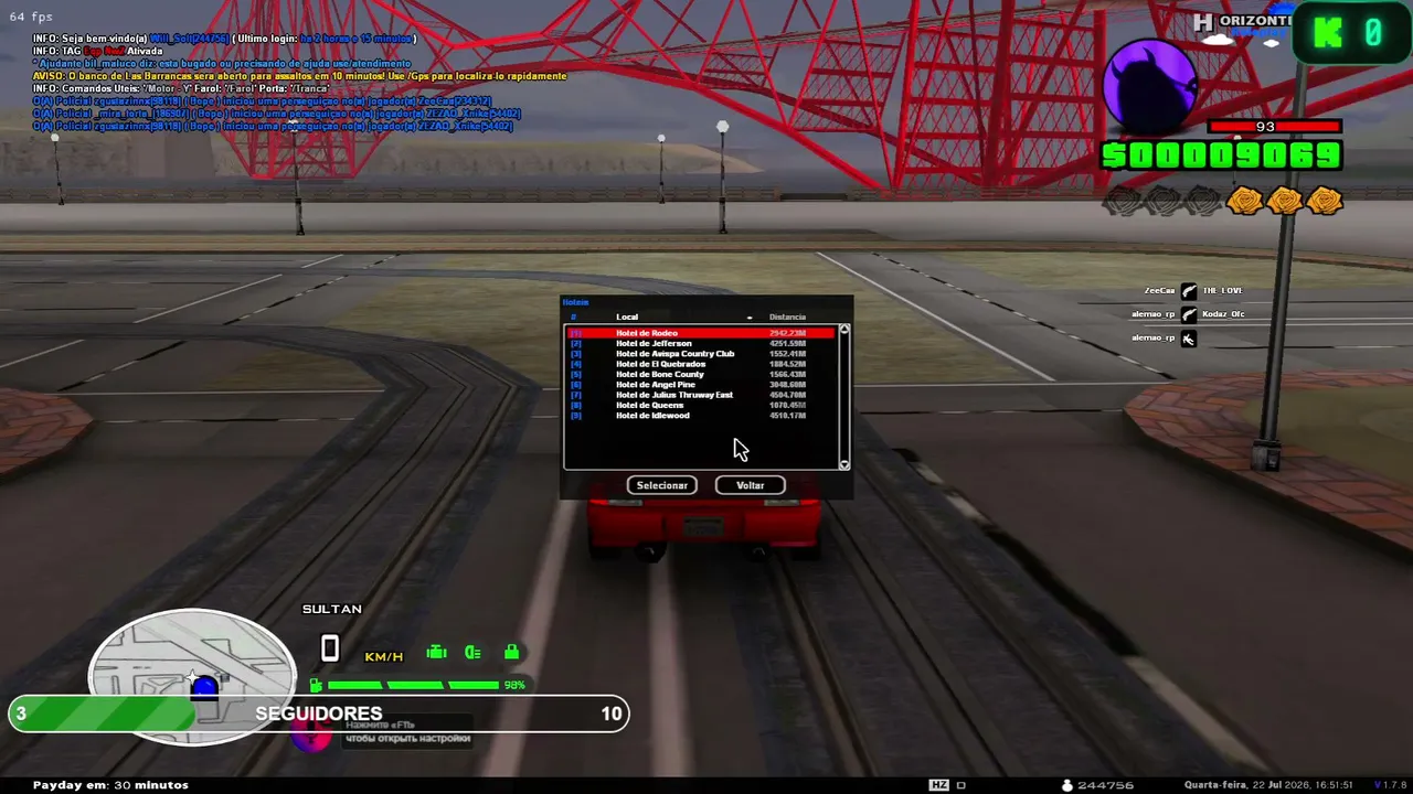 GTA SAMP | LIVE ON | DANDO FUGA / TROCAÇÃO DE TIRO