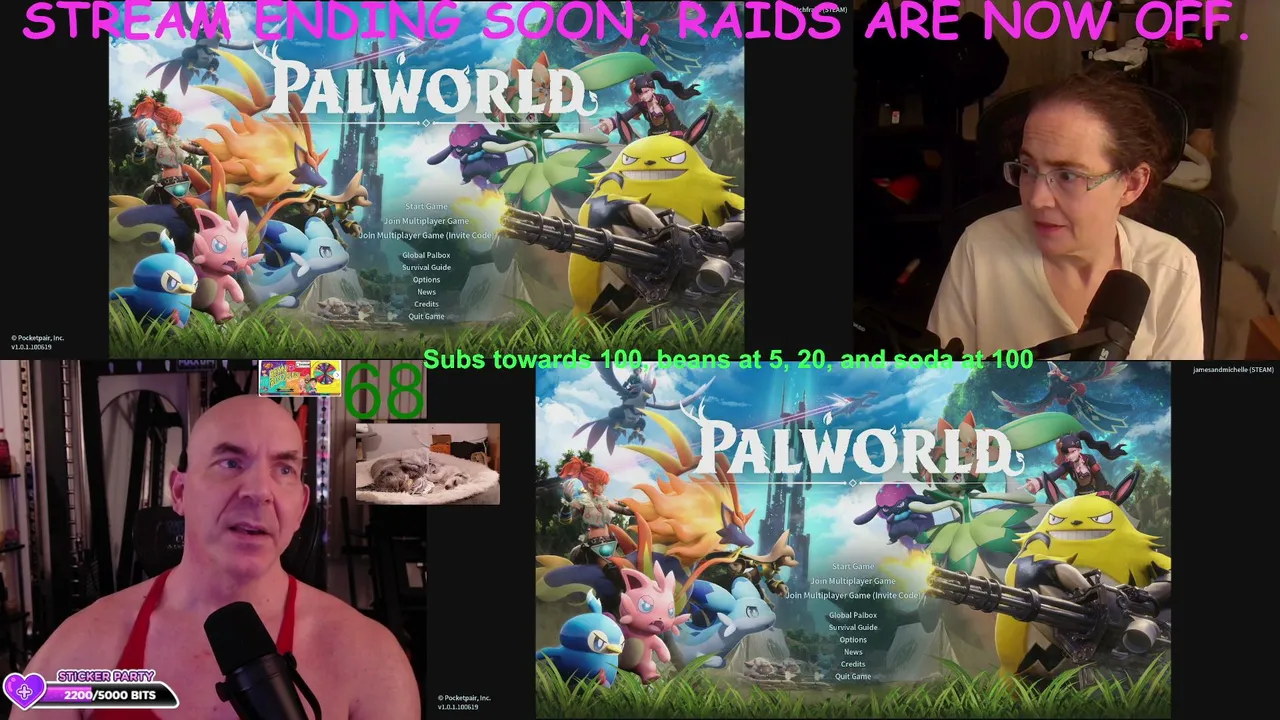 PALWORLD !Drops, First time playing. Married Canadian couple, splitscreen. LONG  NIGHT.