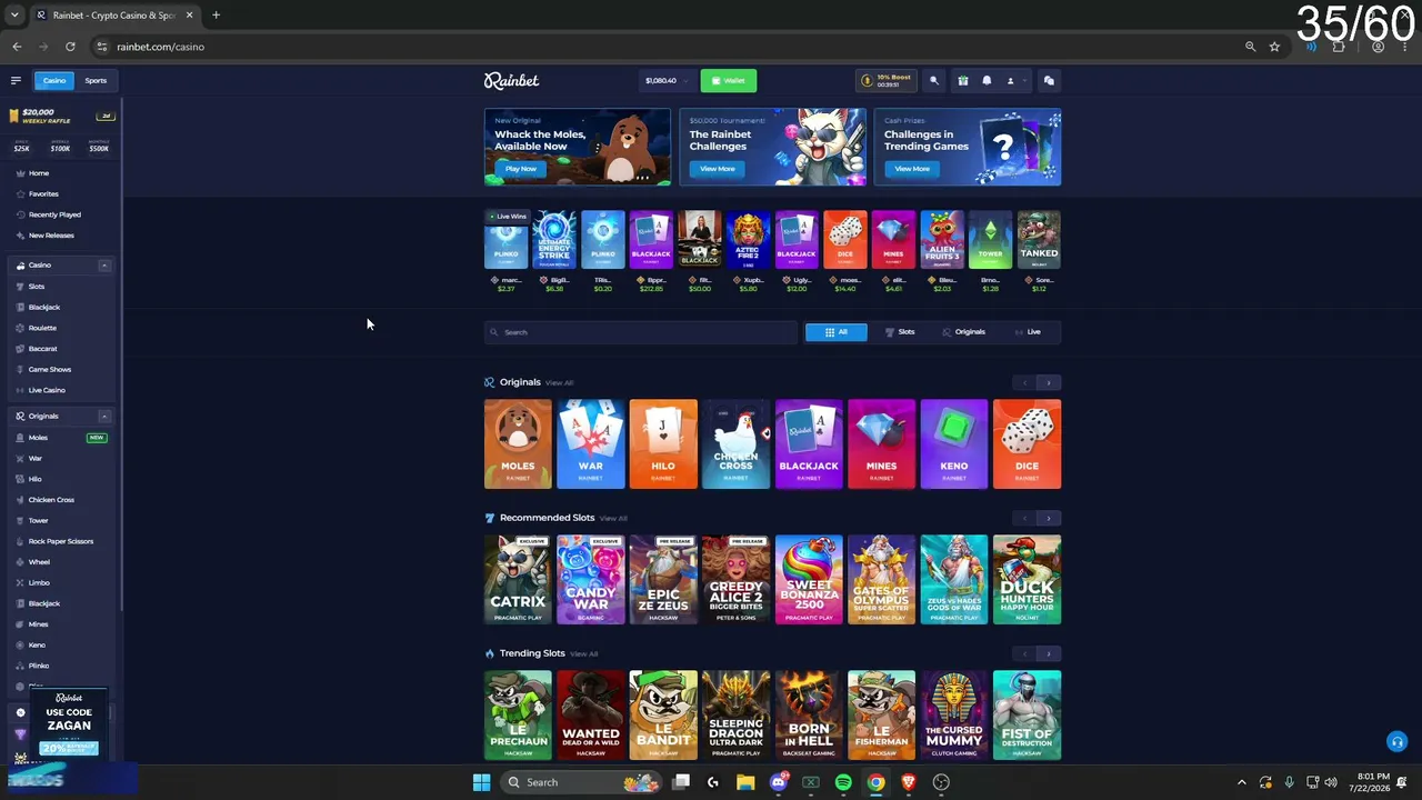!rainbet same deal :( use my code pls