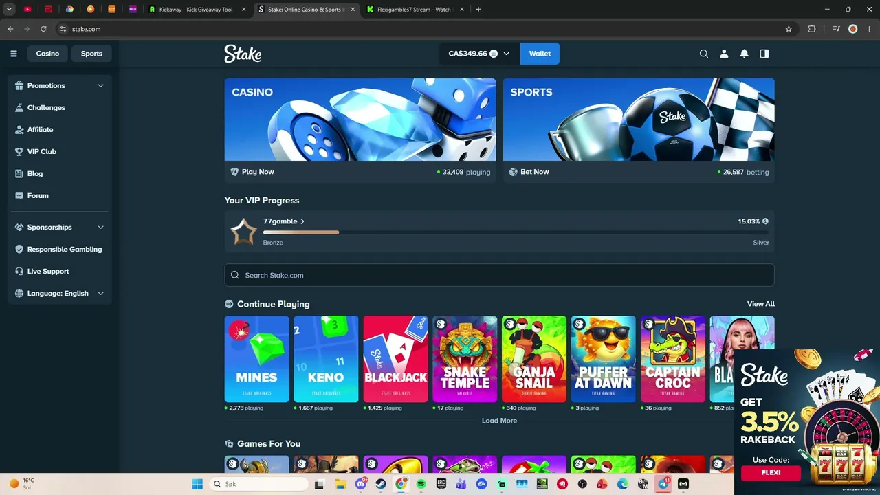 We are live on stake. !stake | !lb  | !dc | !discord.