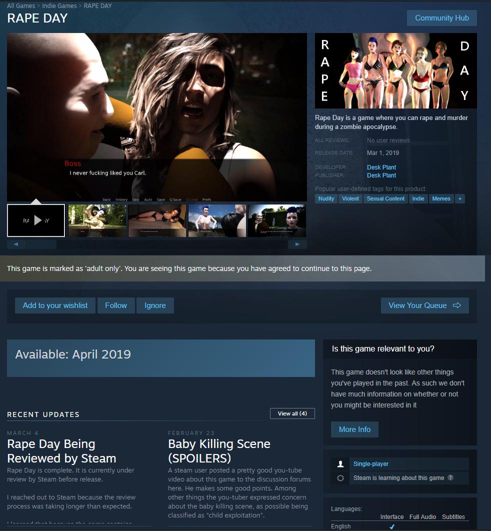 Hey @steam_games maybe not the best game to have on your platform? 