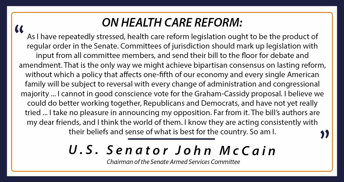 I cannot in good conscience vote for Graham-Cassidy. A bill impacting so many lives deserves a bipartisan approach. https://t.co/2sDjhw6Era 
