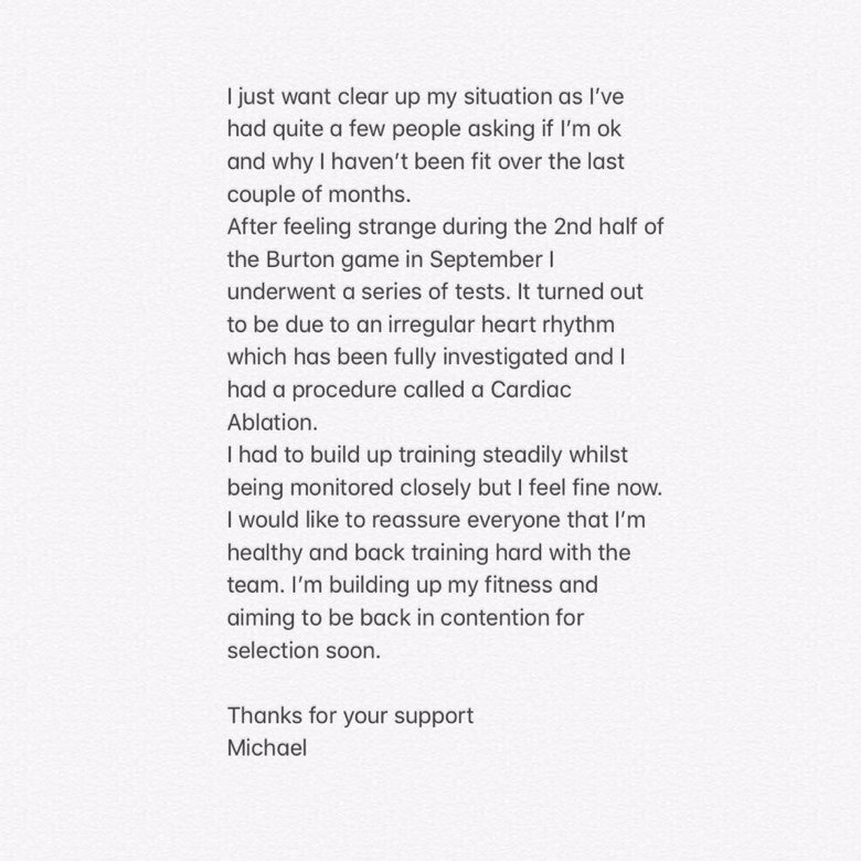 Here is a statement in relation to my recent fitness. Thank you. 